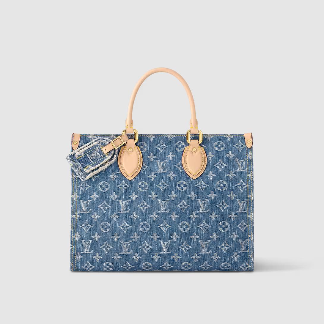 Túi Louis Vuitton Onthego Mm Monogram Denim Nữ Xanh Dương